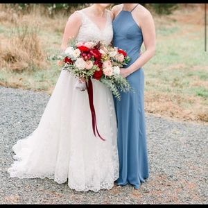 Revelry Elle Chiffon Dress, Dusty Blue, size 6